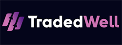 Traded Well logo med blå bakgrund